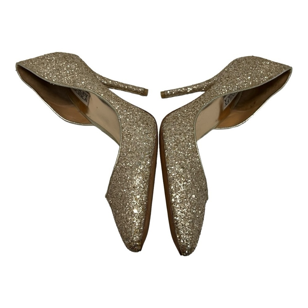 Badgley Mischka Daisy II Gold Glitter D’Orsay Pumps Evening Event Heels 9.5 - Picture 10 of 13